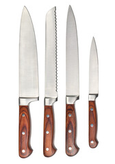 Set of steel kitchen knives