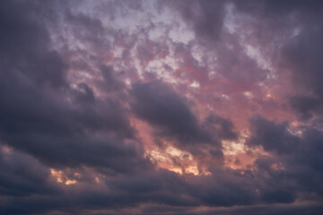 dramatic clouds at the sunset