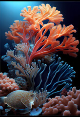 Naklejka na ściany i meble Coral reef in the Red Sea. AI Generated