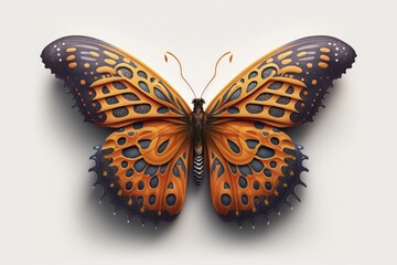 Fototapeta premium Beautiful butterfly illustration, white background. Generative AI