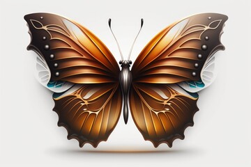 Plakat Beautiful butterfly illustration, white background. Generative AI