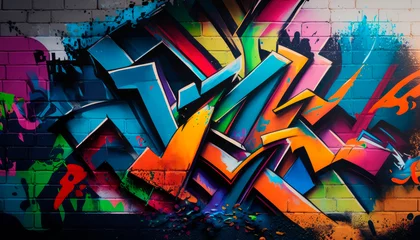 Papier Peint photo Graffiti colorful graffiti on wall