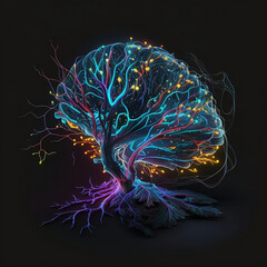 Brain. Neuro network. Created using generative AI tools.