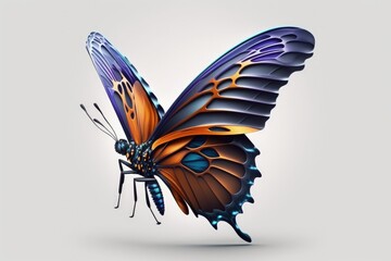 Fototapeta na wymiar Beautiful butterfly illustration, white background. Generative AI