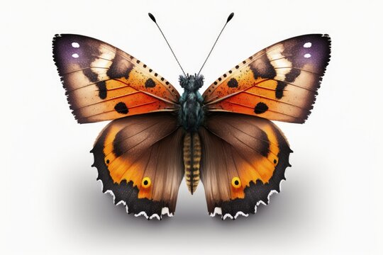 Beautiful butterfly illustration, white background. Generative AI