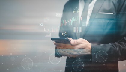 Businessman holding a tablet with forex trading graph-stock market report, currency exchange concept