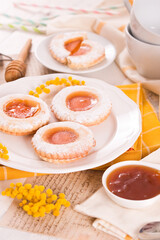 Jam filled butter cookies.