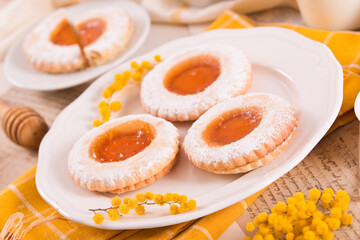 Jam filled butter cookies.