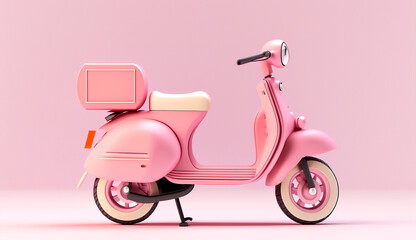 Fototapeta na wymiar pink moped on pink background side view.