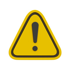 3d minimal warning icon. Caution sign. Alarm sign. 3d illustration.