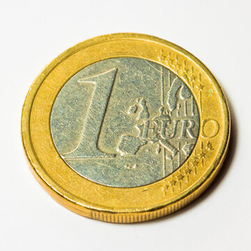 Italian euro coins on white background - closeup image