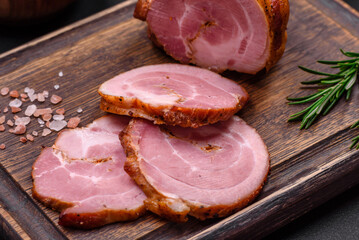 Delicious fresh baked meat roll with spices and herbs