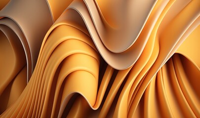  a computer generated image of a wavy gold fabric with a black background and a white background with a black and white stripe at the bottom of the image.  generative ai