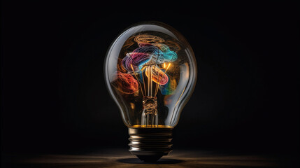 light bulb on black background.generative ai