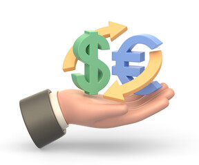 Realistic 3d icon of euro to dollar currency exchange - 583210710