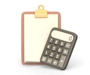 Realistic 3d icon of clipboard notepad and calculator - 583210913