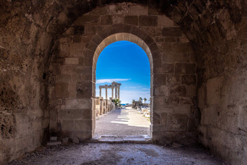 Fototapeta premium Roman ruins in Side old town, Turkey