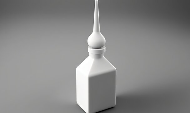  a white bottle with a white top on a gray background with a white cap on the top of the bottle and a white top on the bottom of the bottle.  generative ai
