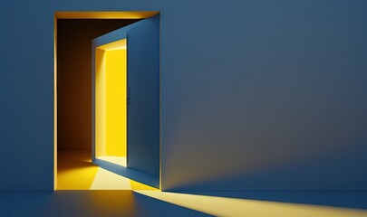  an open door with a bright light coming in from the center of it, with a bright light coming in from the center of the door.  generative ai