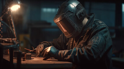 Welder working in the factory.generative ai