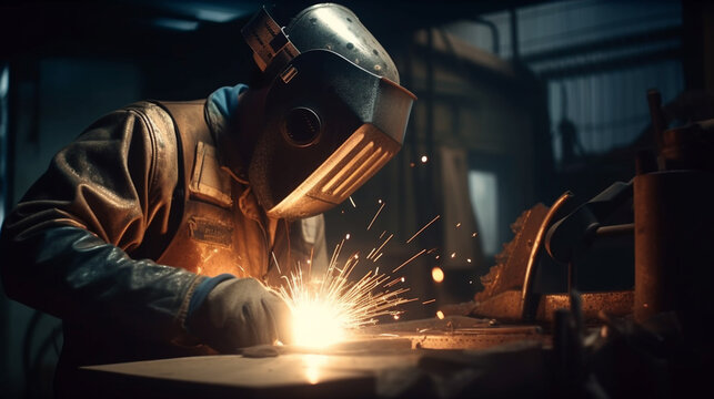 Welder working in the factory.generative ai