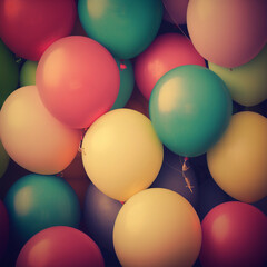 Fototapeta na wymiar Celebration with multi colored baloons, created with generative AI