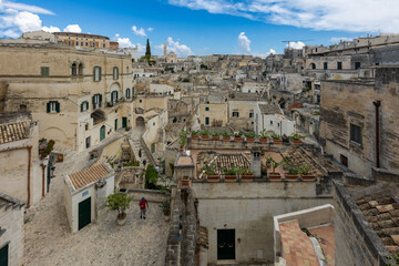 Fototapeta na wymiar Vista panoramica di Matera, Basilicata, Italia meridionale.