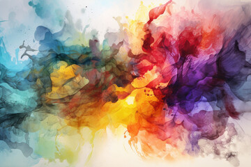 A Colorful abstract Water Color Painting on a white background