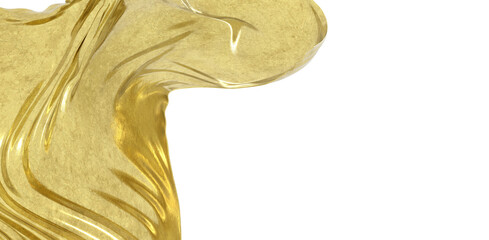 Abstract background of gold wavy silk or satin. 3d