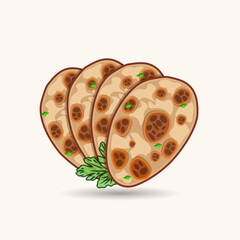 Best Creative Naan Food Illustration Design. Hi-Quality Naan Bowl Cuisine Healthy Cuisine Bakery Brushed Chicken Tasty Naan Bread Food Icon Elements, Clip Art.