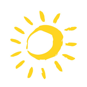 Happy summer sun symbol hand painted with paint brush