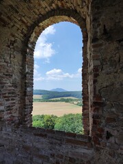Fototapeta na wymiar a view through a medieval window