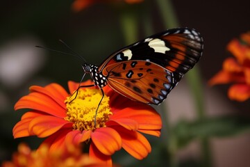 Obraz premium A butterfly drinking nectar from a flower Generative AI