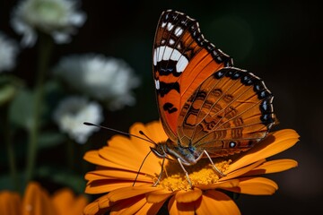 A butterfly drinking nectar from a flower Generative AI