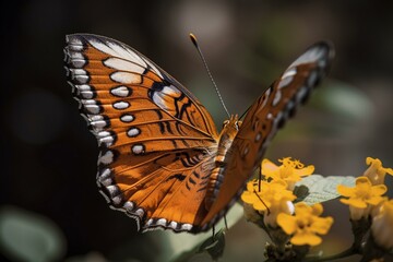 A butterfly with its proboscis extended Generative AI