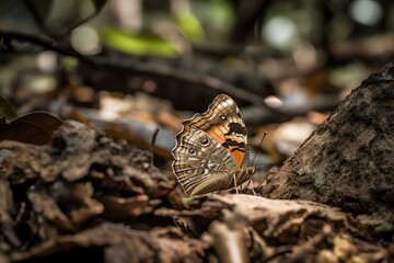 A butterfly camouflaged in its natural habitat Generative AI