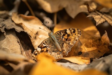 A butterfly camouflaged in its natural habitat Generative AI