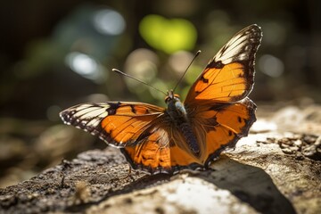 Fototapeta na wymiar A butterfly with its wings open, basking in the sun Generative AI