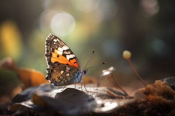 Obraz premium A butterfly with a bokeh background Generative AI