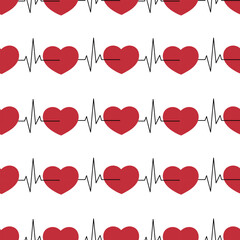 Seamless pattern of heart rate, pulse rate, ecg