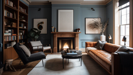 Living room interior with modern furniture. Created with generative ai