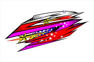 Obraz na płótnie Canvas design vector racing background with a unique stripe pattern and with a mix of bright colors, with a star effect