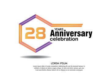 28th years anniversary celebration isolated logo with colorful number and frame text on white background vector design