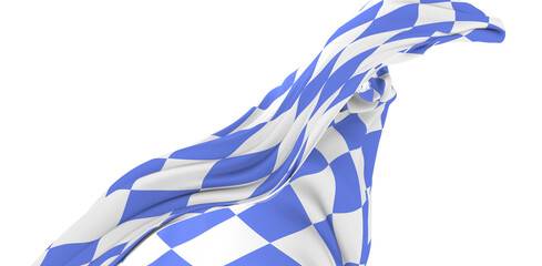 Flag of Bavaria, Germany. 3D rendering illustration of waving sign symbol.