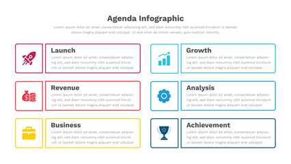 Fototapeta na wymiar Fully Editable Agenda infographic template