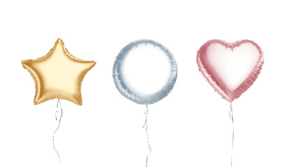 Blank colored round, star, heart balloon flying mockup, isolated © Alexandr Bognat