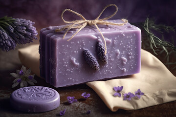 Obraz na płótnie Canvas lavender soap. Generative AI image.