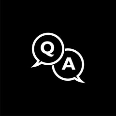 Line Speech bubbles with Question and Answer icon isolated on black background.