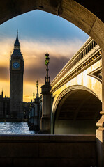 Elizabeth Tower at the Houses of Parliament at sunset