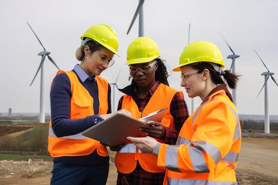 three on-site engineers at wind farm